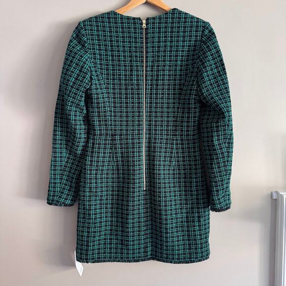 Rebecca Vallance Becca Green Black Check Long Sleeve Mini Dress US 8 UK 12 New - Picture 10 of 11